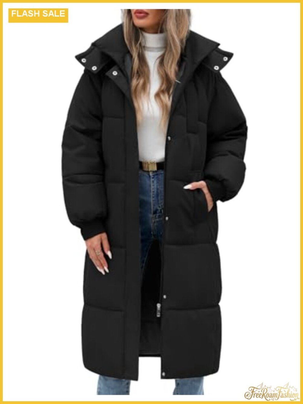 Women's Long Puffer Coat Quilted Maxi Parka Hooded Winter Jacket